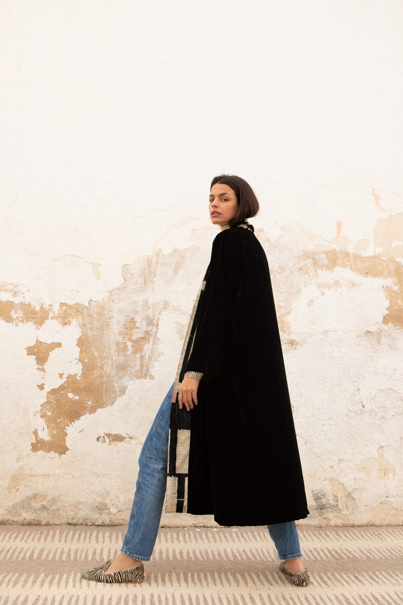Teymour- Silk Velvet & Ikat Coat