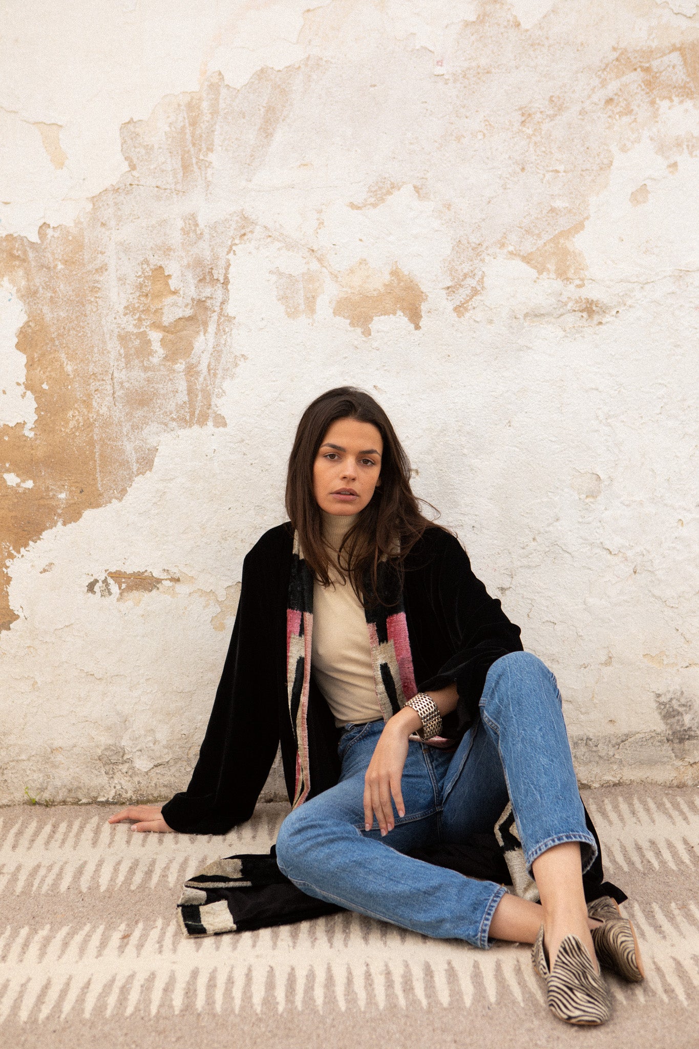 Teymour- Silk Velvet & Ikat Coat