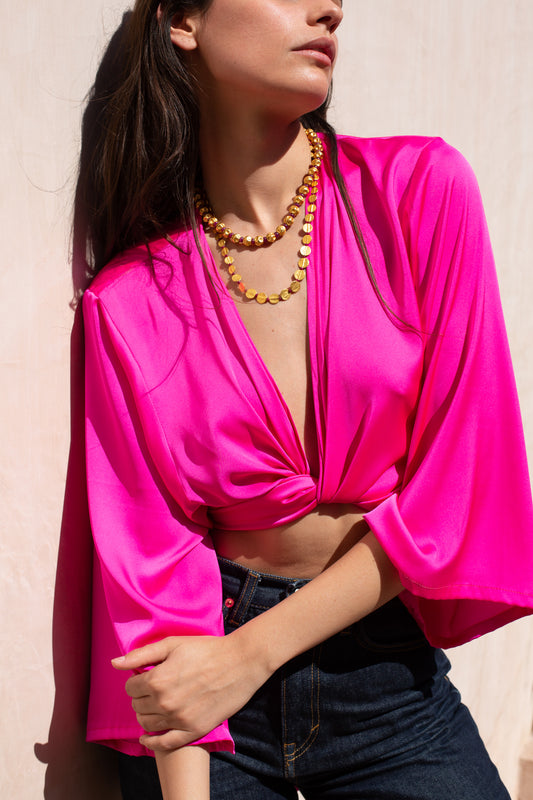 Ness - Satin Knotted Top