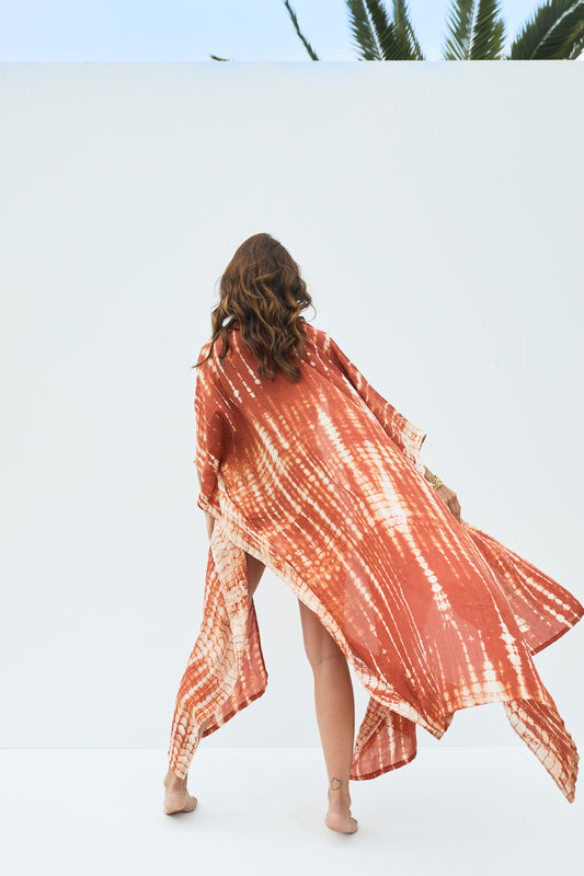 TerraCotta - Tie & Dye Silk Kimono