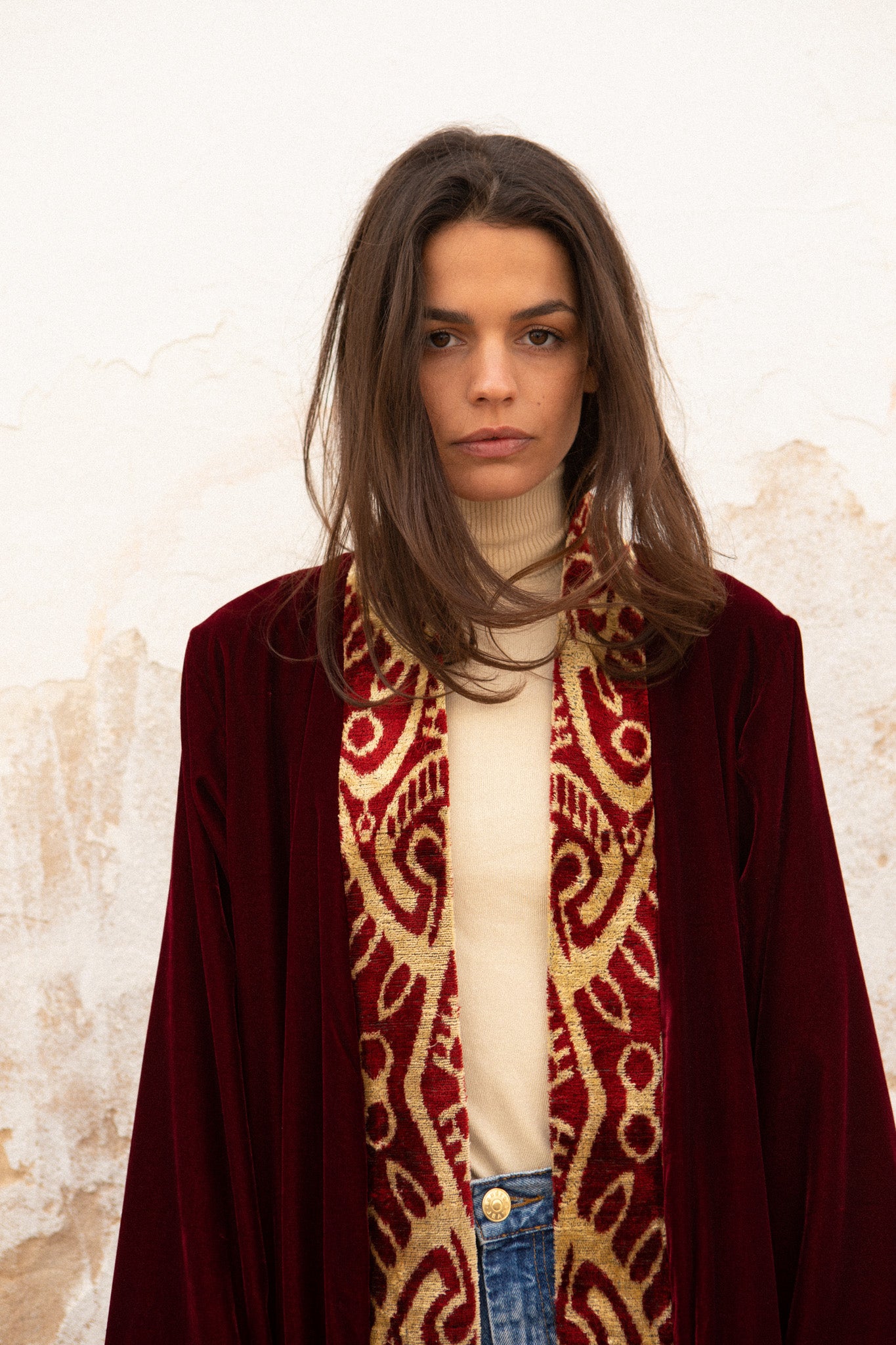 Anya - Silk Velvet & Ikat Coat