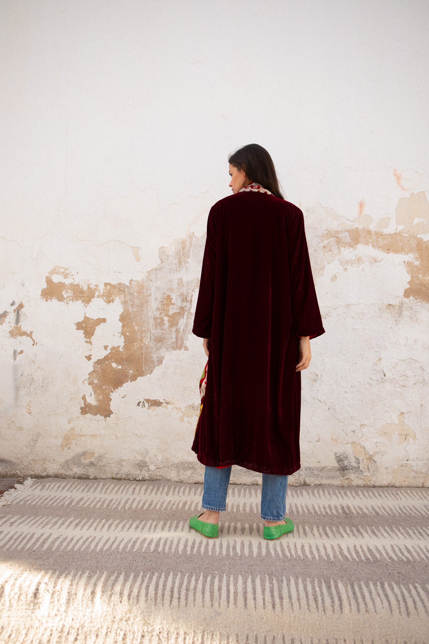 Chiara - Silk Velvet & Ikat Coat