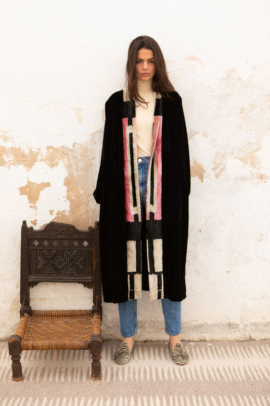 Teymour- Silk Velvet & Ikat Coat